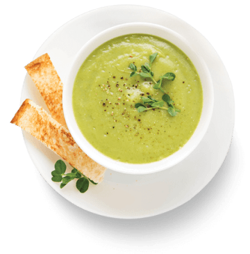 Creme de ervilha com tubérculos