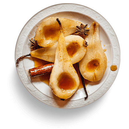 Pera com calda de laranja